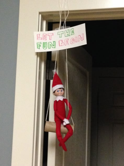 First day back. Elf swing. Eld On The Shelf First Day, Elves First Day Back, Elfs First Day Back, Elf First Day Back Ideas, Elf’s First Day Back, Elf First Day, Elf First Day Back, First Elf On The Shelf Arrival, Elf On The Shelf First Day Back