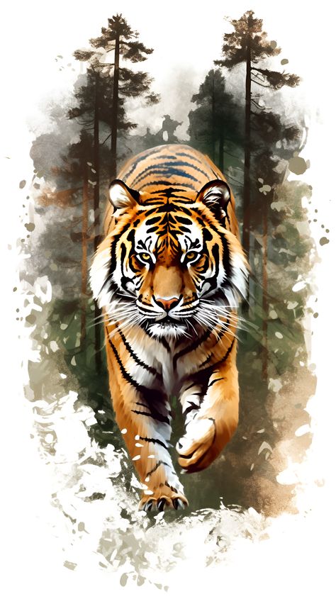 Captivating watercolor tiger painting showcasing vibrant colors and dynamic strokes. Explore the majestic beauty and wild spirit. Experience the radiance of the tiger in watercolor form. Tiger Watercolor Painting, Tiger Art Drawing, Tiger Paintings, Tiger Watercolor, Art Tigre, Big Cat Tattoo, Save The Tiger, Wild Animal Wallpaper, Watercolor Tiger