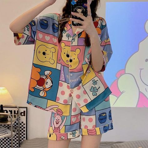 Female Sleepwear, Night Suit For Women, Night Pajama, Silk Pajamas Women, Cute Pjs, Disney Pajamas, Pajama Fashion, Cute Sleepwear, Cute Pajama Sets