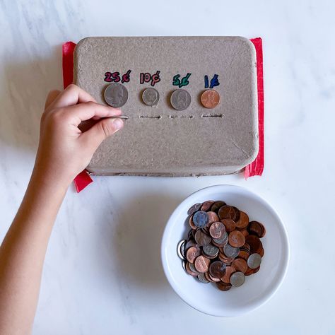 Coin Game – A Fun Way to Learn About Coins Teaching Colors To Toddlers, Teaching Toddlers Colors, Coin Sorting, Winter Science Experiments, Hand Muscles, Activity For Preschool, Free Homeschool Curriculum, Coin Games, Money Skills