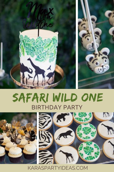 Safari Wild One Birthday Party via Kara's Party Ideas - KarasPartyIdeas.com Safari Wild One Birthday Party, Safari Wild One, Neutral Party, Wild Birthday Party, Jungle Decor, Car Birthday Theme, Safari Cakes, Baby Birthday Themes, Two Wild