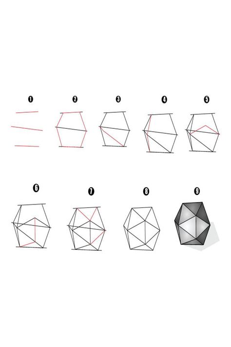 Hexagon Drawing, 3d Hexagon, Cool Drawing, Drawing Step By Step, Drawing Step, 3d Drawings, Learn How To Draw, Step By Step Drawing, Learn To Draw