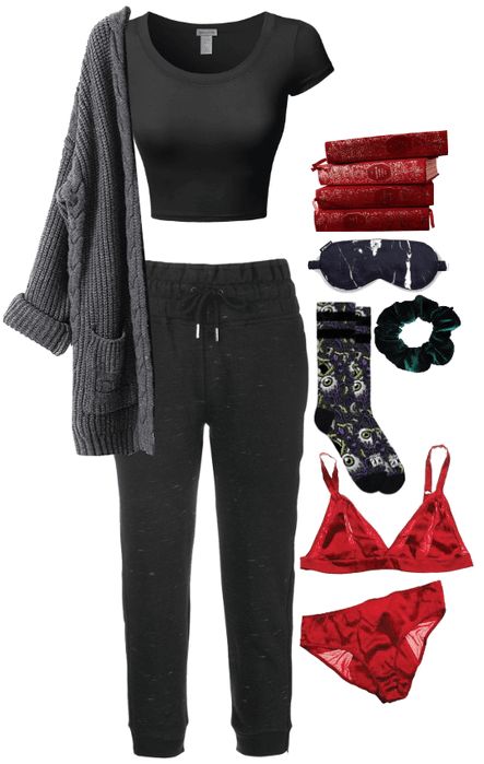 Lazy Day Goth Outfits, All Black Outfit Grunge Gothic, Edgy Lounge Outfit, Goth Camping Outfit, Lazy Goth Outfits Summer, Alt Loungewear, Gothic Everyday Outfits, Comfy Goth Outfits Summer, Lazy Emo Outfits