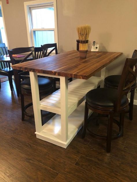 Kitchen Island With Seating Storage Butcher Block Table | Etsy Butcher Block Island With Seating, Rustic Kitchen Island With Seating, Kitchen Island Table Combo, Wooden Kitchen Island, Kitchen Table With Storage, Pallet Kitchen Island, Island Furniture, Narrow Kitchen Island, Custom Butcher Block