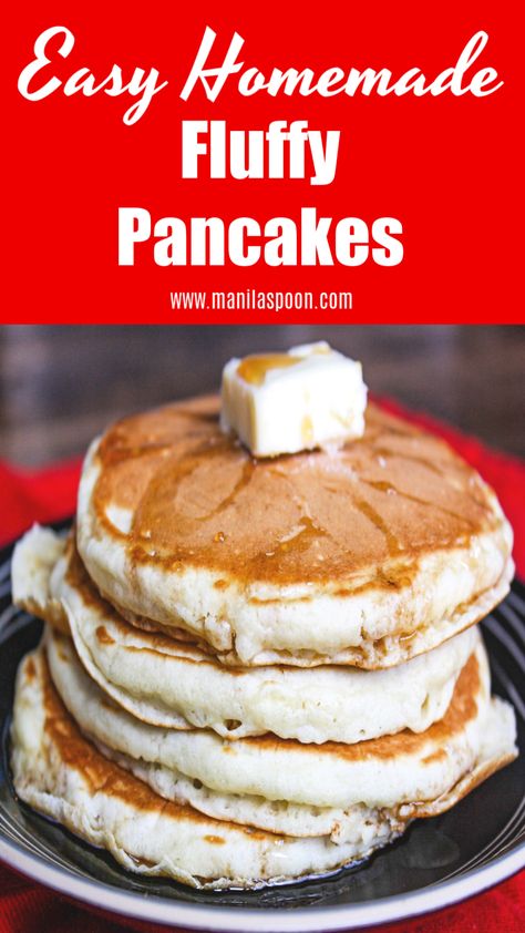 Why buy the mix when you can easily make your pancakes to look like these? Tried and tested deliciousness - Why buy the mix when you can easily make your pancakes to look like these? Tried and tested deliciousness - Easy Homemade Fluffy Pancakes! #fluffypancakes #easyfluffypancakes #easypancakerecipes #pancakesfromscratch | manilaspoon.com Homemade Fluffy Pancakes, Attainable Sustainable, Homemade Pancakes Fluffy, Pancake Mix Recipe, Homemade Pancake Mix, Making Pancakes, Fluffy Pancake Recipe, Homemade Pancake Recipe, Cheesecake Oreo