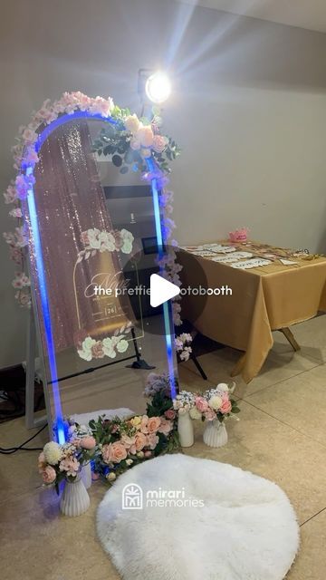 Mirari Memories • Mirror Photobooth Baguio on Instagram: "The prettiest photobooth set-up in Baguio City 😍💐   DM us to book this beautiful mirrorbooth for your special event 📩  #mirrorphotobooth #photobooth #baguioweddingsupplier #baguioeventssupplier #baguioevents #baguioeventsupplier" Quince Venue Ideas, Mirror Photobooth, Mirror Photo Booth, Sweet 16 Photos, Rose Mirror, Quinceanera Planning, Baguio City, Quince Ideas, Venue Decor