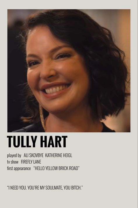 [alternative minimalist polaroid movie tv show poster] Katherine Heigl Firefly Lane, Tully Hart Firefly Lane, Firefly Lane Quotes, Tully Hart, Hart Icon, Polaroid Prints, Firefly Lane, Character Posters, Series Netflix