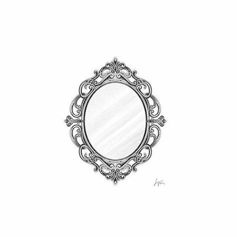 Vintage Frame Tattoo, Vintage Mirror Tattoo, Mirror Tattoo, Mirror Tattoos, Mirror Drawings, Marco Vintage, Framed Tattoo, Rose Tattoo Design, Data Management