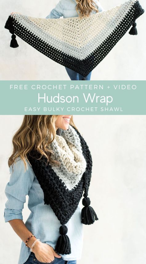 Everything you need to crochet an Easy Bulky Crochet Shawl. Includes Free pattern for blog Subscribers and a step-by-step video tutorial. شال كروشيه, Off The Hook, Prayer Shawl, Crochet Shawls And Wraps, Shawl Patterns, Crochet Wrap, Wrap Pattern, Shawl Crochet Pattern, Crochet Cowl