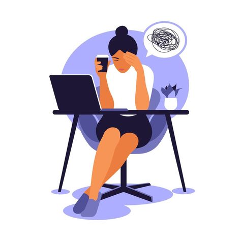 Professional burnout syndrome. Frustrated worker, mental health problems. Vector illustration in flat style. Burnout Illustration, Psychology Wallpaper, Burnout Syndrome, World Heart Day, Experience Quotes, Fantastic Quotes, Workplace Wellness, Tired Of Work, Beyond Beauty