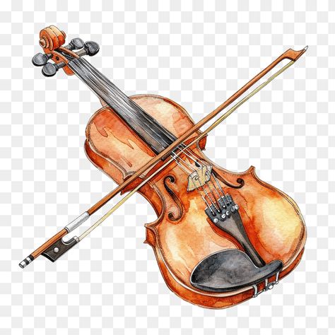 violin watercolor clipart Watercolor Violin, Violin Painting, Bow Drawing, Back To School Clipart, Instruments Art, Violin Bow, Brown Gloves, Heaven Art, The Violin