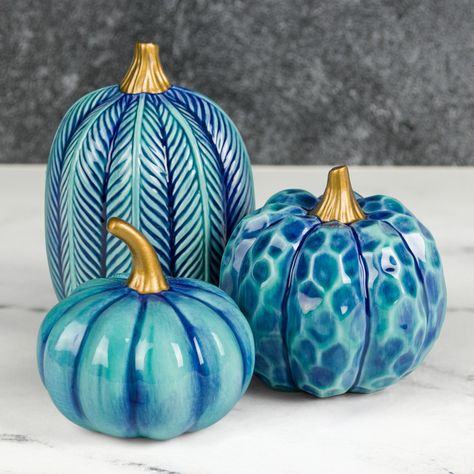 Blue Textured Pumpkins - Mayco Ceramic Pumpkins Painted, Painting Ceramic Pumpkins, What's Up, Painted Ceramic Pumpkin Ideas, Ceramic Pumpkins Ideas, Ceramic Pumpkin Painting, Painted Ceramic Pumpkins, Pottery Pumpkins Ideas, Blue Pumpkin