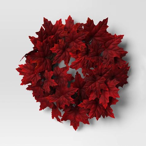 Mini Maple Leaf Wreath Red - Threshold™ | Target Target Fall Decor, Window Fireplace, Maple Leaf Wreath, Target Fall, Fabric Leaves, Zebra Plant, Leaves Wreath, Faux Leaf, Red Shades