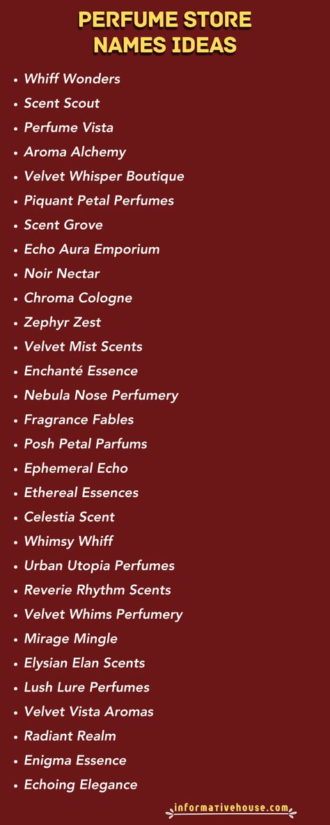 Scent-sational Perfume Store Names Ideas! Perfume Store Name Ideas, Scent Name Ideas, Perfume Shop Name Ideas, Perfume Brand Name Ideas, Perfume Business Name Ideas, Perfume Names Ideas, Perfume Business Ideas, Perfume Logo Design Ideas, Perfume Artwork