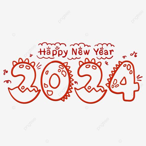 New Year Doodle, Chinese New Year 2024, Happy New Year Png, Year Of The Dragon, Lunar New Year, Year 2024, Lunar New, Clipart Images, The Dragon