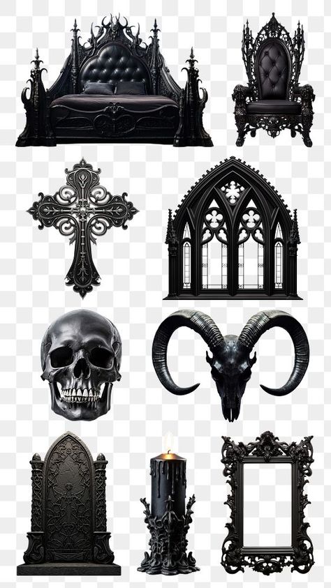 Gothic Design Elements, Goth Frame, Gothic Png, Girly Scrapbook, Aesthetic Pngs, Gothic Frame, Gothic Academia, Skull Human, Photoshop Tricks