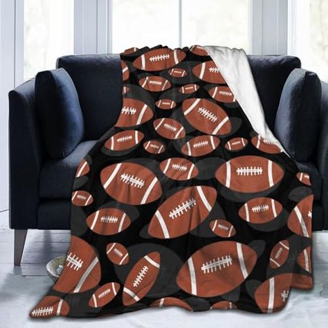 Brown and Black Football Sport Ball Throw Blanket Soft Bed Bedding Warm Cozy Plush Flannel Fleece Blankets Gifts for Kids Boys Teens, Sofa Couch Bedroom Home Decor, 50"x40" Football Blanket, Rugby Games, Fuzzy Blanket, Bed Bedding, Elegant Colors, Sofa Couch Bed, Blanket Throw, Blanket Gift, Personalized Birthday Gifts