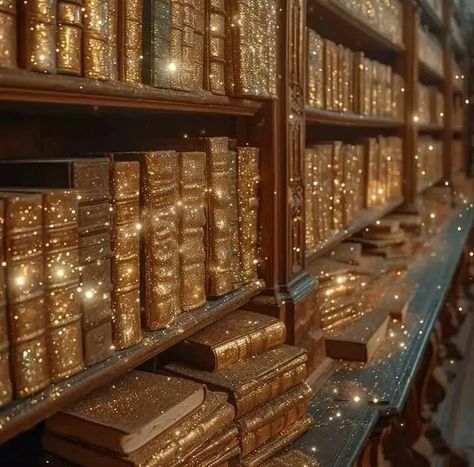 Magic Library Aesthetic, Abundance Images, Shot Book, Library Of Alexandria, Library Aesthetic, Gold Book, Whimsical Home, Tumblr Aesthetic, Book Wallpaper