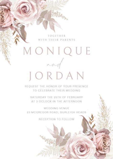 boho wedding invitations dusty rose blush boho wedding invitation blush dusty rose wedding floral boho pink roses garden digital #wedding #weddinginvitations #zazzle #zazzleinvitations #businescards #weddingcards Floral Boho Wedding, Boho Wedding Invitations, Boho Wedding Invitation, Dusty Rose Wedding, Blush Wedding Invitations, Boho Pink, Roses Wedding, Wedding Invitations Boho, Wedding Spring