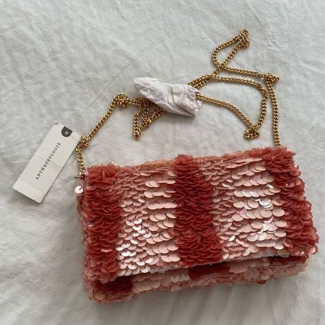 Sequin Crossbody Clutch By Anthropologie. Purchased In Store, Nwt Never Used, However Lining Has A Mark Which May Come Off If Cleaned. Dimensions: 5"H, 7.5"W, 1"D 22" Strap Drop Crochet Clutch Bags, Anthropologie Bags, Sequin Clutch, Suede Purse, Embellished Clutch, Floral Clutches, Velvet Clutch, Foldover Clutch, Black Leather Clutch