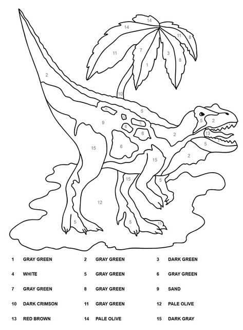 Friendly Dinosaur Color by Number Coloring Page - Free Printable Coloring Pages for Kids Dinosaur Color By Number, Printable Coloring Pages For Kids, Winter Craft, Dinosaur Coloring, Color By Number, Pencil Eraser, Free Printable Coloring, Free Printable Coloring Pages, Printable Coloring Pages