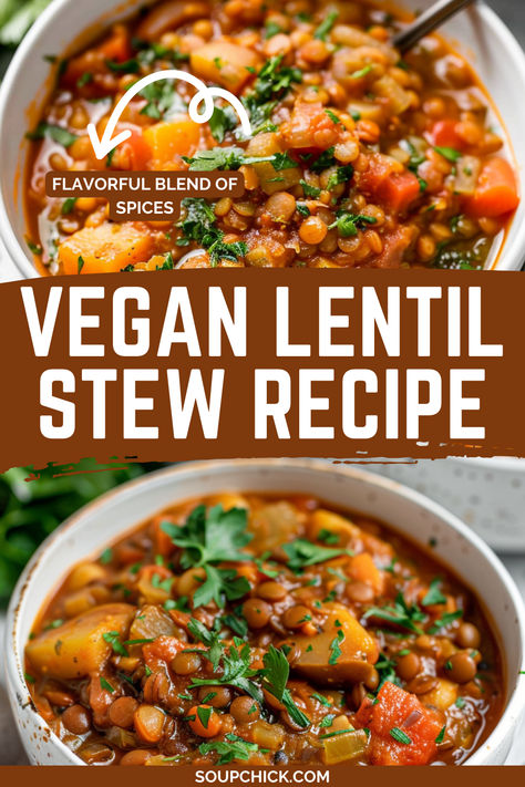 Vegan Lentil Stew Vegetarian Soup And Stew Recipes, Lentils Stew Recipe, Vegetarian Lentil Stew, Lentil Stew Vegan, Vegan Lentil Stew Recipes, Moroccan Lentil Stew, Hearty Lentil Stew, Hearty Lentil Soup, Colombian Lentils Recipe