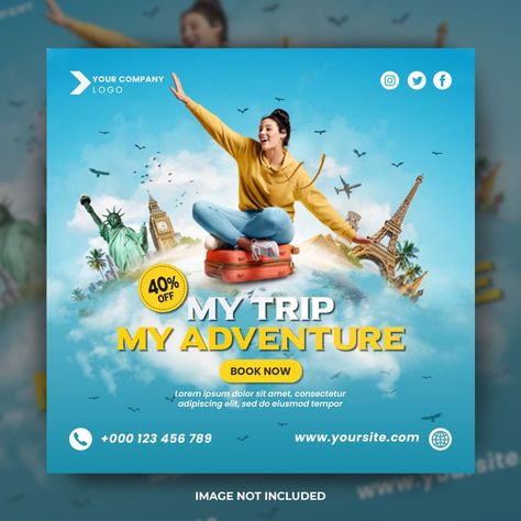 Travel Brochure Design, Travel Advertising Design, Banner Design Layout, Travel Creative, Creative Banners, Ads Creative Advertising Ideas, Travel Advertising, Social Media Branding Design, Banner Design Inspiration