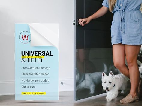 [ CLEAR AND STRONG ] Designed with quality to protect Walls and Doors from scratching, clawing and chewing damage caused by the biggest (and smallest) dogs, cats, birds and other pets. Crystal Clear high tech plastic was designed to match any decor to keep your home interior beautiful. By creating a durable barrier, your home is protected. Dog Barrier, Door Protection, Drywall Repair, Cat Rabbit, Screen Doors, Pet Door, Best Windows, Home Protection, Replace Door