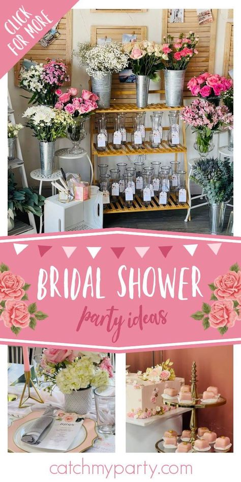 Don't miss this gorgeous garden shop-themed bridal shower! Love the floral arrangements! See more party ideas and share yours at CatchMyParty.com Garden Bridal Shower Ideas, Floral Bridal Shower Theme, Bridal Shower Drinks, Bridesmaids Luncheon, Garden Bridal Showers, Vintage Bridesmaid Dresses, Rustic Party, Bridal Shower Flowers, Bridal Shower Cakes