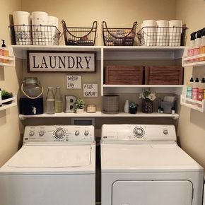 Narrow Laundry Room, Laundry Room Organization Storage, Laundry Room Ideas Small Space, Rustic Laundry Rooms, Room Storage Diy, Laundry Room Closet, Mobile Home Living, Farmhouse Laundry Room, Single Wide