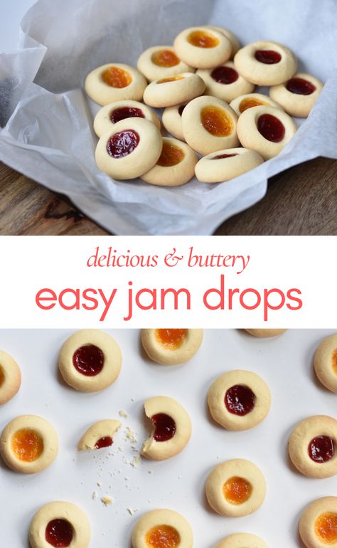 Jolly Jammer Cookies, Apricot Jam Desserts, Jam Drops Recipe, Jam Drop Biscuits, Jam Biscuits, Jam Drops, Aussie Recipes, Apricot Jam Recipes, Passionfruit Cheesecake