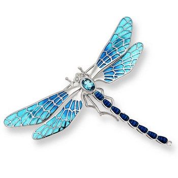 Nicole Barr Silver Diamond and Blue Topaz Dragonfly Brooch Dragonfly Artwork, Dragonfly Painting, Dragonfly Tattoo Design, Bijoux Art Nouveau, Dragonfly Brooch, Blue Dragonfly, Dragonfly Jewelry, Dragonfly Art, Dragonfly Tattoo