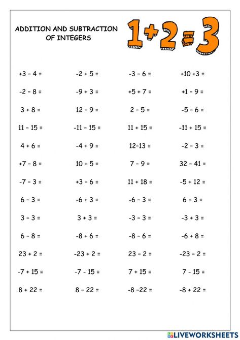 Subtraction Of Integers, Addition Of Integers, Multiplication Squares, Math Worksheets For Kids, Adding Integers, Math Integers, Adding And Subtracting Integers, Subtracting Integers, Multiplication Worksheets