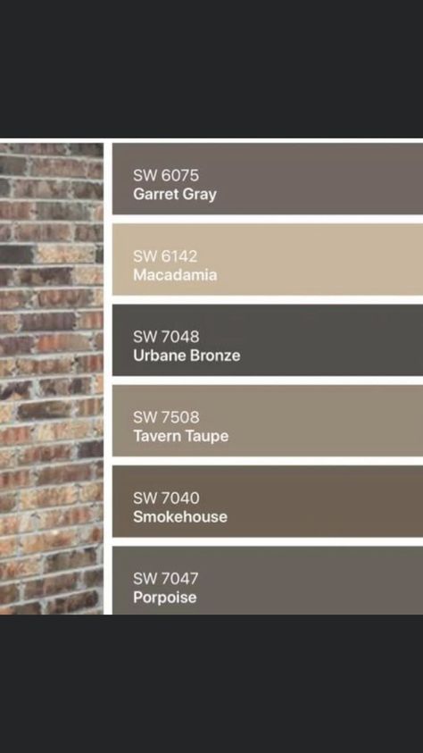 Folkstone Sherwin Williams Exterior, Paint Colors That Complement Brown Brick, Exterior Paint Colors With Brown Brick, Painting Brown Brick Exterior, Colors That Go With Brown Brick, Light Brick Exterior Color Schemes, Brown Exterior House Colors Ideas, Exterior House Colors With Tan Brick, Brown Brick House Front Door Colors