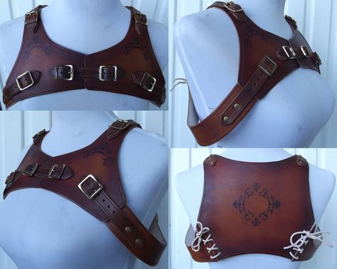 Steampunk leather harness Mode Steampunk, Steampunk Leather, Steampunk Cosplay, Leather Armor, Steampunk Accessories, Leather Harness, Fantasy Costumes, Leather Projects, Steampunk Fashion