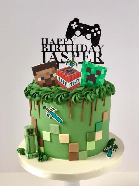 Minecraft Buttercream Cake | Birthdays Mind Craft, Cake Yellow, 9th Birthday Cake, Cake Buttercream, Minecraft Cake, Edible Printing, Character Cakes, Cake Flavors, 9th Birthday