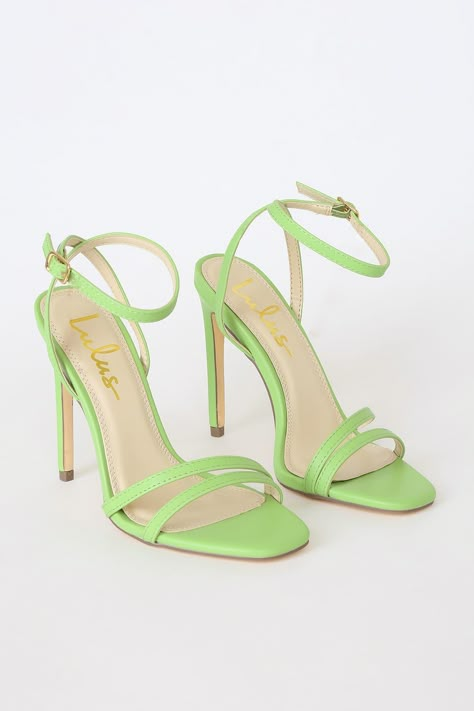 Hak Tinggi, Statement Heels, Shoes Heels Classy, Green Heels, Strappy High Heels, Fancy Shoes, Aesthetic Shoes, Prom Shoes, Fashion Heels