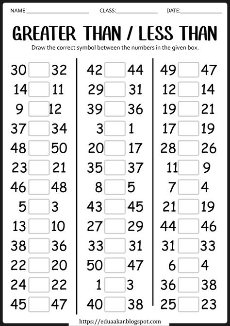 Greater Than Worksheets Kindergarten, Greater Than Less Than Worksheets 2nd Grade, Greater Than Less Than Equal To Activity, Greater Than Less Than Activities, Greater Than Less Than Worksheets, Nursery Worksheet, Less Than Greater Than, Letter Worksheets Kindergarten, Maths Learning