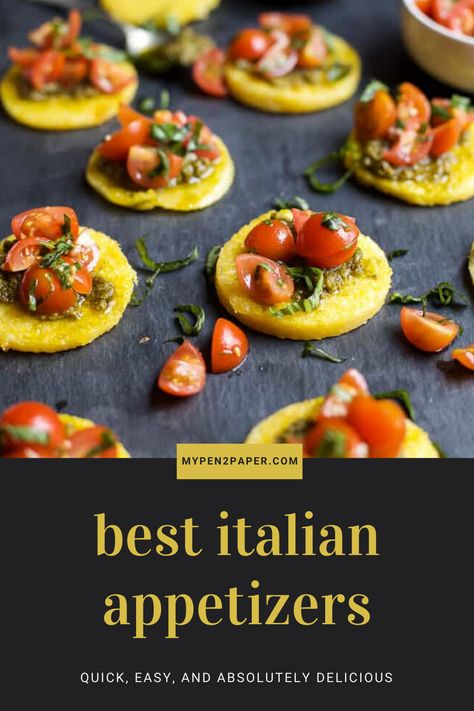 Italian Dinner Appetizers Parties, Italian Appetizers Authentic, Gourmet Italian Appetizers, Italian Small Bites, Winter Italian Appetizers, Italian Amuse Bouche, Italian Appetizers Party Finger Foods, Quick Starters Recipes, Italian Entrees Appetizers