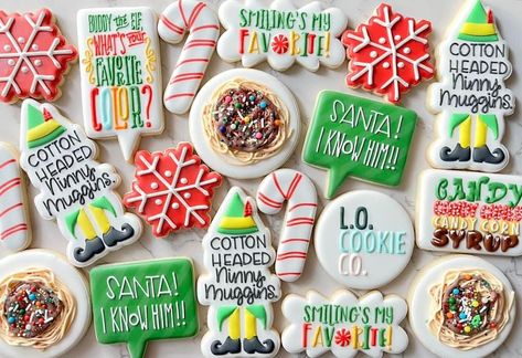 Elf Christmas Cookies Decorated, Elf Movie Cookies Decorated, Buddy The Elf Cookies Decorated, Christmas Movie Cookies Decorated, Elf Sugar Cookies Decorated, Elf Movie Cookies, Elf Cookies Decorated, Nutcracker Sugar Cookies, Elf Sugar Cookies