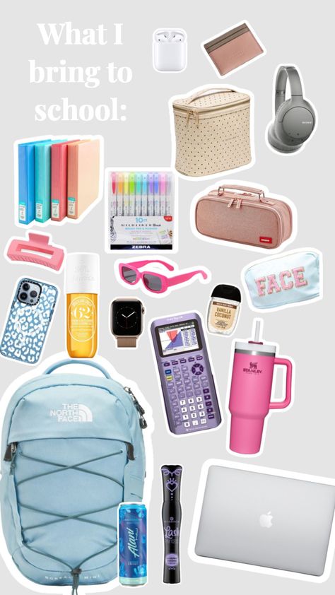 High School Supplies, Middle School Supplies, Middle School Essentials, School Backpack Essentials, Preppy School Supplies, Everyday Bag Essentials, School Suplies, College Supplies, Stylish School Bags