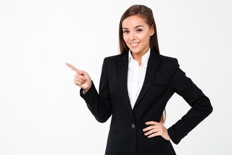 Happy business woman pointing to copyspa... | Free Photo #Freepik #freephoto #business #people #woman #smile Female Manager, Woman In Suit, Corporate Women, Women Laughing, Simple Portrait, Women Talk, Brunette Woman, Blonde Women, Woman Standing