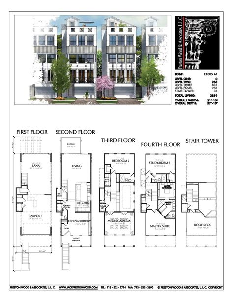 New Townhomes Plans, Townhouse Development Design, Brownstones, Rowhou – Preston Wood & Associates Multifamily Architecture, Luxurious Townhouse, Townhouse Plans, Town House Plans, Luxury Townhouse, Sims 4 House Plans, Compact House, Townhouse Designs, Narrow House