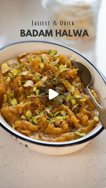 Rekha Kakkar on Instagram: "#HalwaKaJalwa Series: Tag a halwa lover who wants a quickest possible Badam halwa Recipe because this is Hands down on of the easiest way to make almond Halwa or Badam Halwa. Let me show you how to make it in under 20 minutes and with the perfect texture.

INGREDIENTS 

1cup Almond flour 
1.2 cup milk 
1/4 cup ghee 
1/4 cup jaggery or sugar 
1/2 teaspoon cardamom powder 
20 strands saffron 
Sliced pistachios 

Use only almond flour not almond meal. 
Keep the heat lowest while roasting otherwise almond flour burns very quickly 
while adding milk keep it stirring for preventing formation of lumps 

#halwa #halwarecipe #badam #almond #dessert #dessertlover #desserts #sweettooth #sweet #mithai #tasty #reelsinstagram #reels #reelsvideo #eeeats" Badam Halwa With Almond Flour, Badam Halwa Recipes, Badam Milk Recipes, Almond Halwa, Sweet Mithai, Jaggery Recipes, Badam Halwa, Pav Recipe, Halwa Recipe