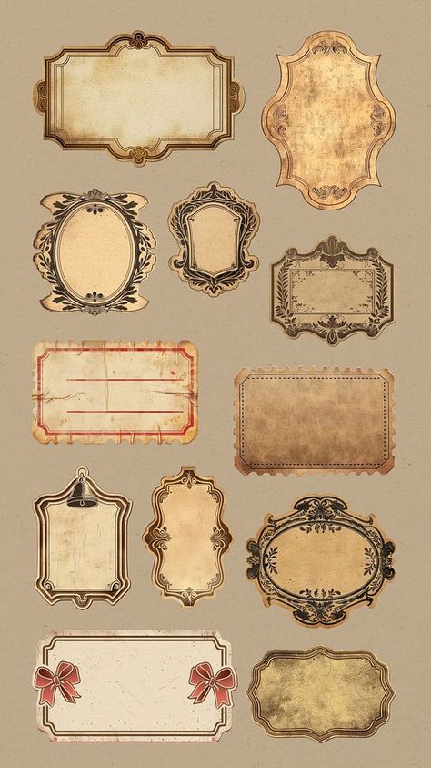 Vintage badge design element set | free image by rawpixel.com / Aew Frame Stickers For Journal, Vintage Papers Printable Free, Vintage Stars Aesthetic, Vintage Collage Ideas, Vintage Collage Elements, Aesthetic Vintage Stickers Printables, Vintage Portfolio Design, Vintage Designs For Journal, Vintage Sticker Design