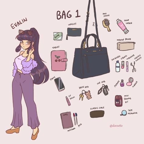 Day 3 - What's in my bag? #Oceptember ♡ Did you guess correctly? If not what were your assumptions? ♡ I had a lot of fun drawing this even though did a lot more than I should have. Drawing items in a simplistic way makes me feel happy ♡ ♡ #OC #digitalart #OCeptember2024 #Oceptemberday3 #whatsinmybag #originalcharacter #pink #cuteart Put Your Oc In This, Drawing Items, What's In My Bag, Drawing Bag, In My Bag, What In My Bag, Feel Happy, My Bag, Feeling Happy