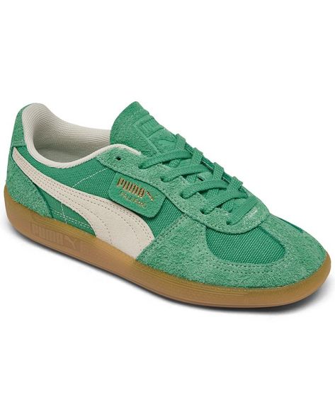 Puma Women's Palermo vintage-like Casual Sneakers from Finish Line - Macy's Puma Sneakers Womens Puma, Cute Puma Shoes, Puma Vintage Shoes, Palermo Puma, Puma Shoes Women Colorful, Green Leather Puma Sneakers, Green Puma Shoes, Puma Palermo Colorways, Aesthetic Sneakers