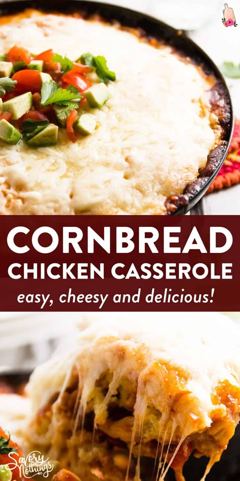 Make dinner time easy with this Cheesy Cornbread Chicken Tamale Pie Casserole recipe! Full of delicious flavors your whole family will love! Veggies Meals, Tamale Pie Casserole, Cornbread Chicken Casserole, Cornbread Chicken, Chicken Tamale Pie, Casserole With Chicken, Chicken Tamale, Tamale Pie Recipe, Cheesy Cornbread