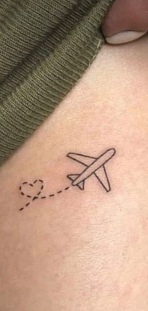 Airplane Finger Tattoo, Flight Attendant Tattoo Ideas, Simple Plane Tattoo, Simple Airplane Tattoo, Airplane Tattoos For Women, Flight Tattoo Airplane, Jet Plane Tattoo, Flight Tattoo Design, Flight Attendant Tattoo