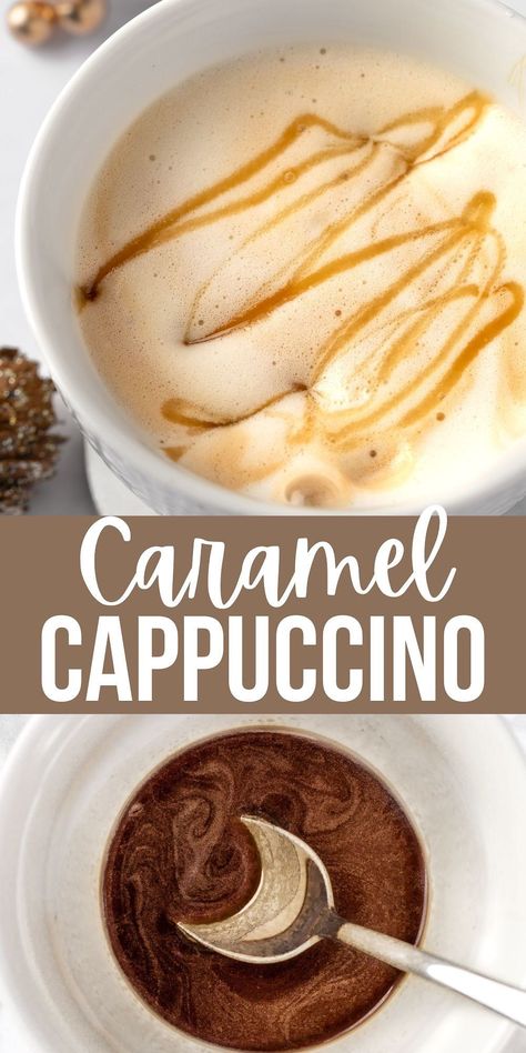 Capachino Recipe, Caramel Cappuccino Recipe, Coffee Machine Recipes, Cappuccino Mix Recipe, Salted Caramel Cappuccino, Expresso Recipes, Caramel Coffee Recipe, Speciality Coffee Recipes, Coffee Recipes Hot